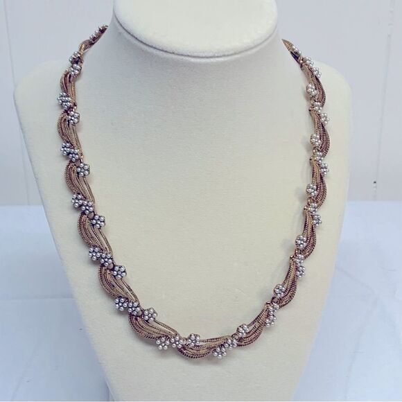 Vintage Lisner Necklace Faux Pearls Gold Tone Chain 18” Gorgeous - Picture 1 of 7